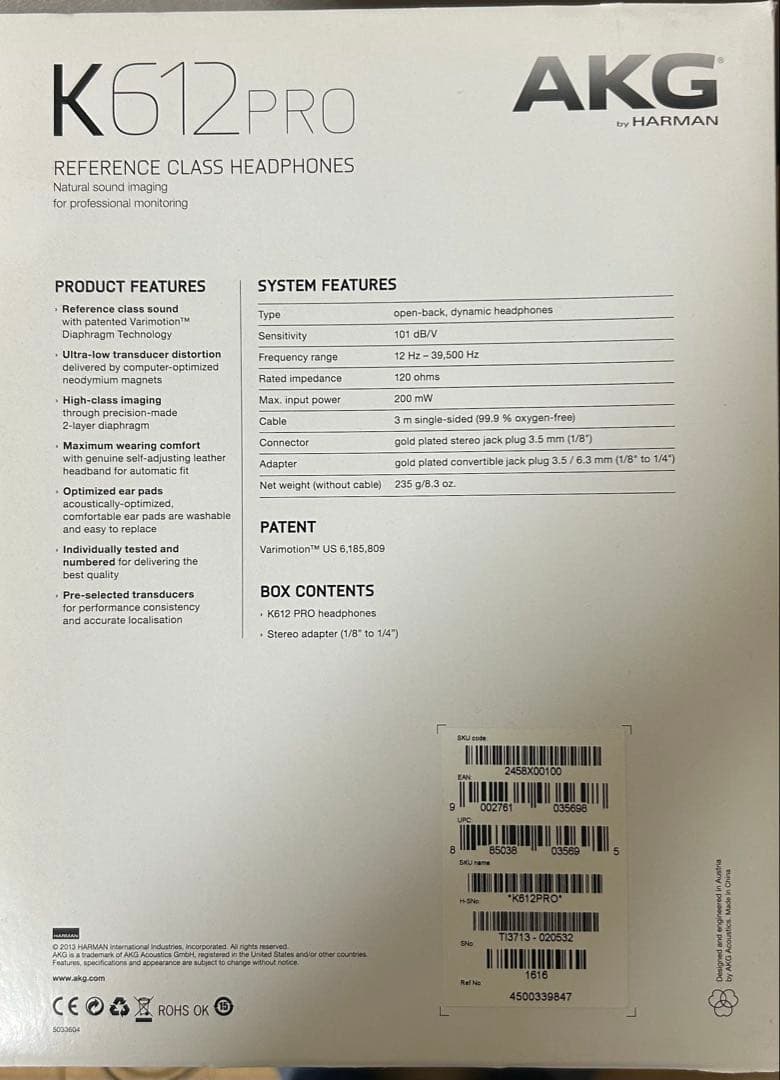 AKG 『K612 PRO 』有線ヘッドホン