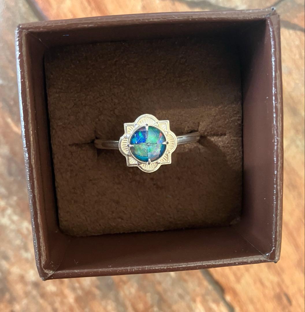 agete シルバー モザイクオパール クォーツリング 15号