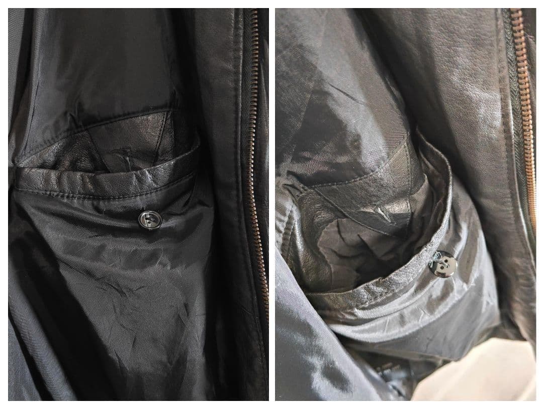 レザージャケット リアルレザー 短丈 ボンバー ブラック XL相当