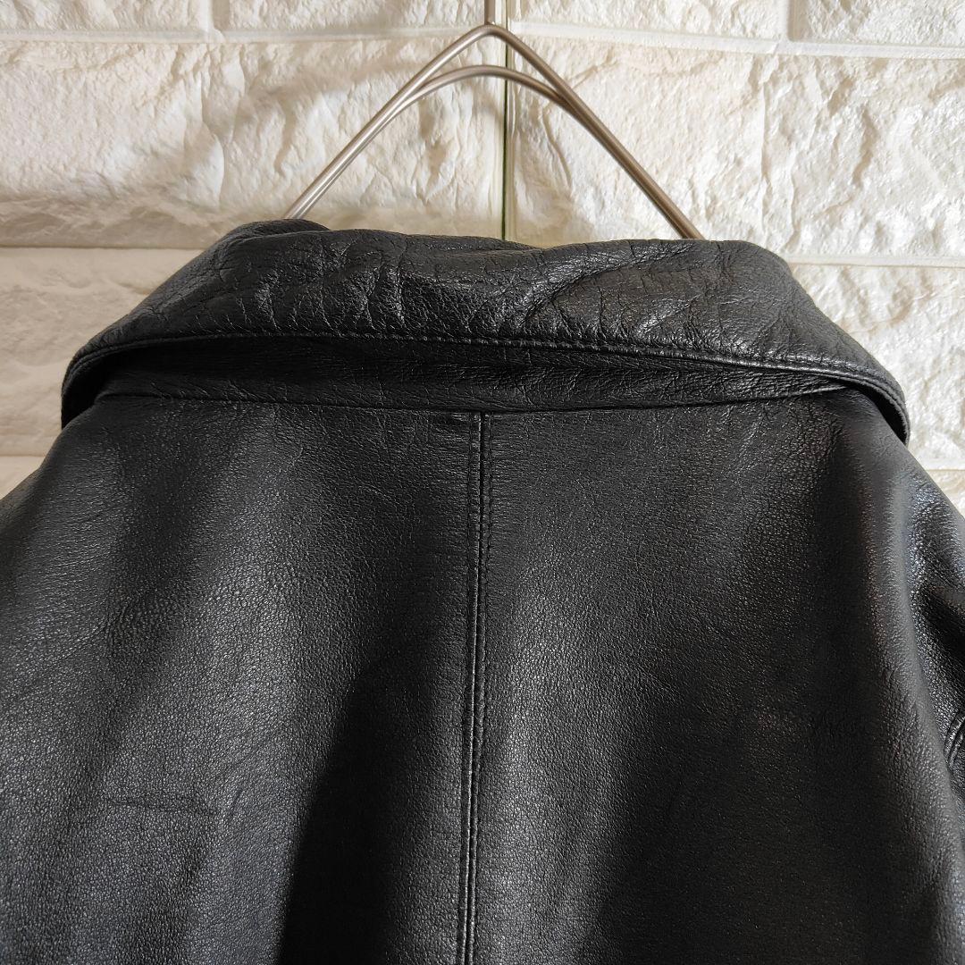 レザージャケット リアルレザー 短丈 ボンバー ブラック XL相当