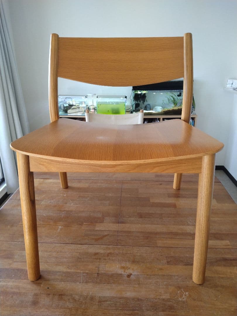 【美品】MUJI/無印良品 オーク材ラウンジチェアワイド②ダイニングカフェ椅子