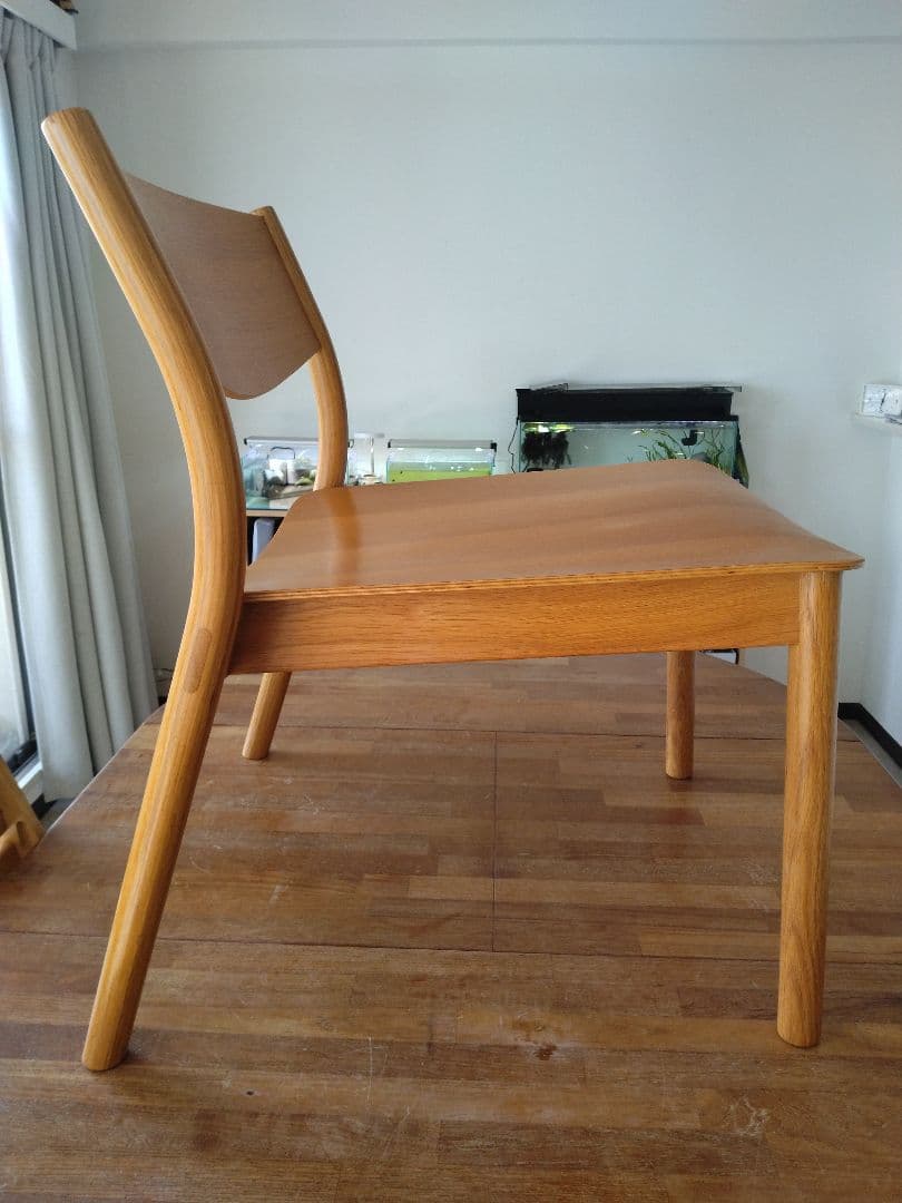 【美品】MUJI/無印良品 オーク材ラウンジチェアワイド②ダイニングカフェ椅子