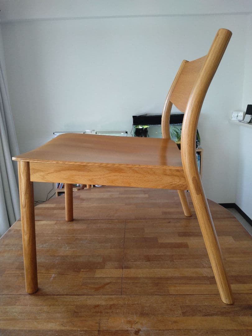【美品】MUJI/無印良品 オーク材ラウンジチェアワイド②ダイニングカフェ椅子