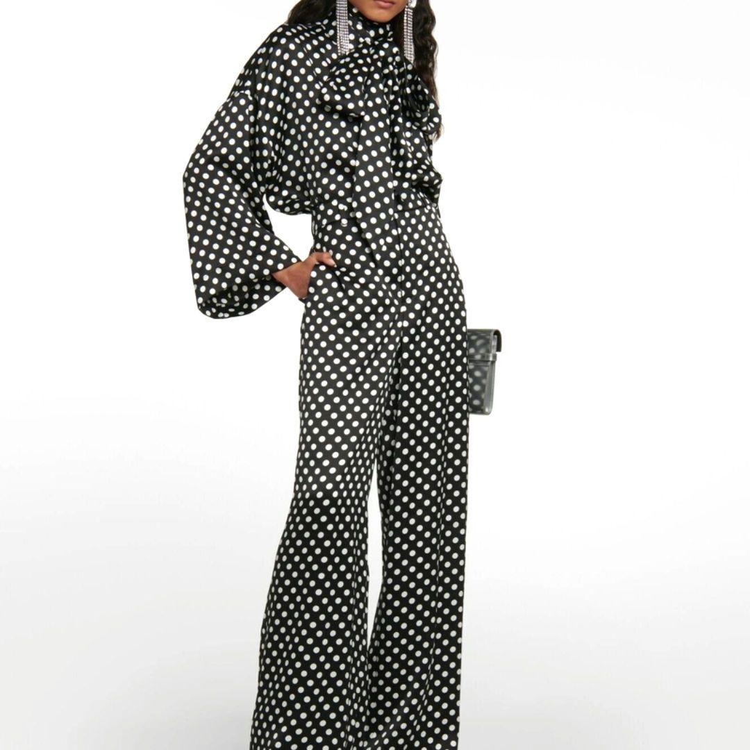 極美品✨ サンローラン　近年モデル　ドット ブラウス　ボウタイ　リボン　ゆったり