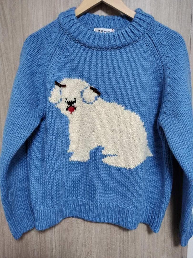 CHILD WOMAN もふもふDOGインターシャ クルーネックプルオーバー