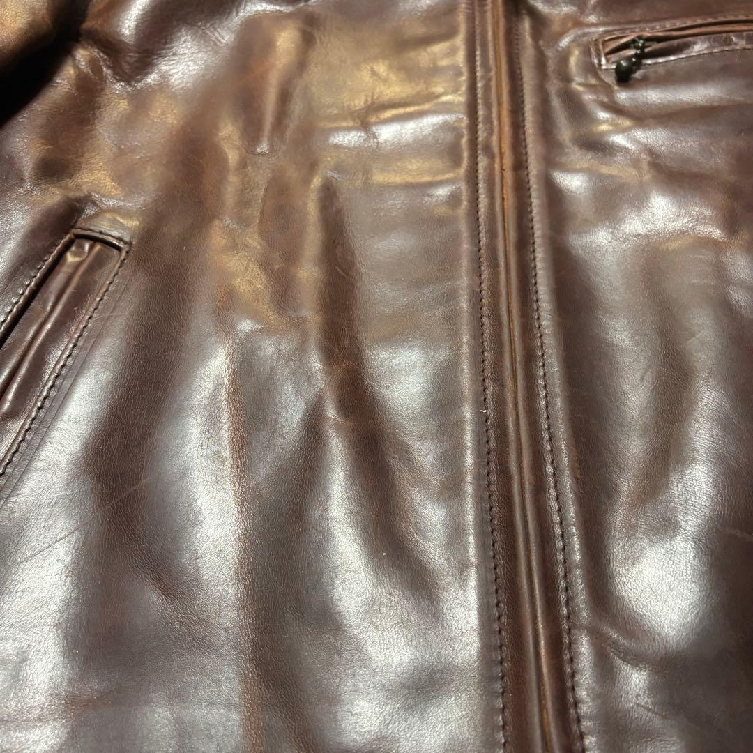 送料込 エアロレザー ホースハイド スポーツ レザージャケット ボアえり 40