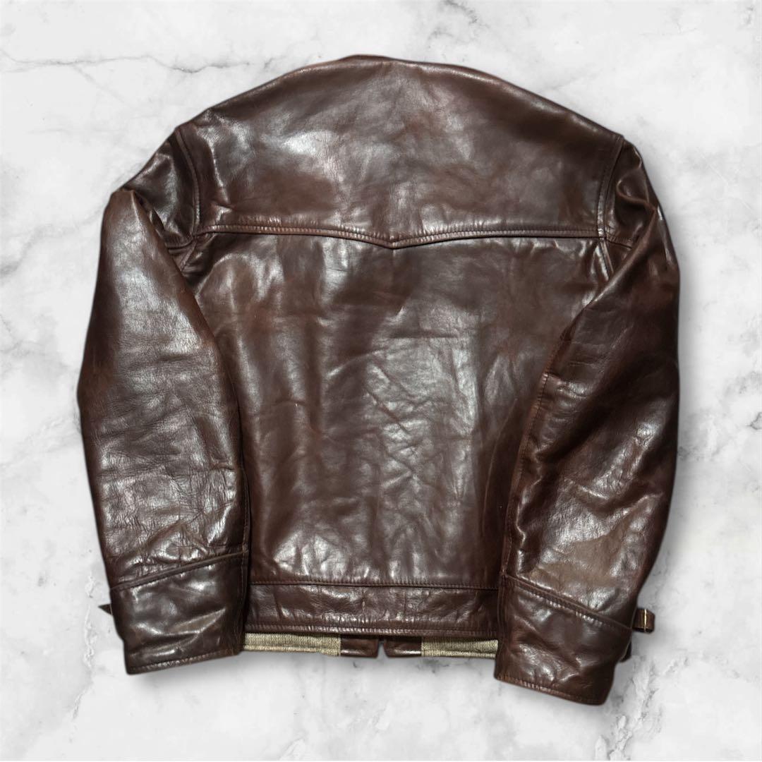 送料込 エアロレザー ホースハイド スポーツ レザージャケット ボアえり 40