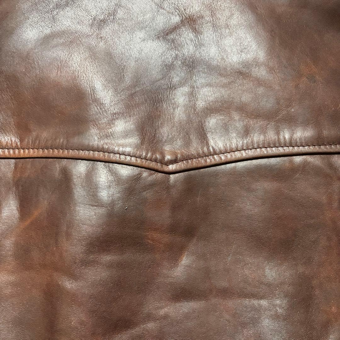 送料込 エアロレザー ホースハイド スポーツ レザージャケット ボアえり 40