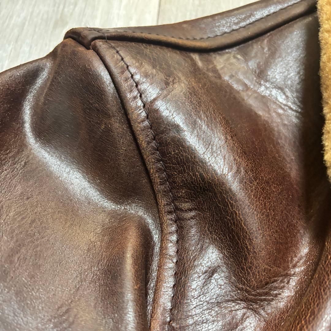 送料込 エアロレザー ホースハイド スポーツ レザージャケット ボアえり 40