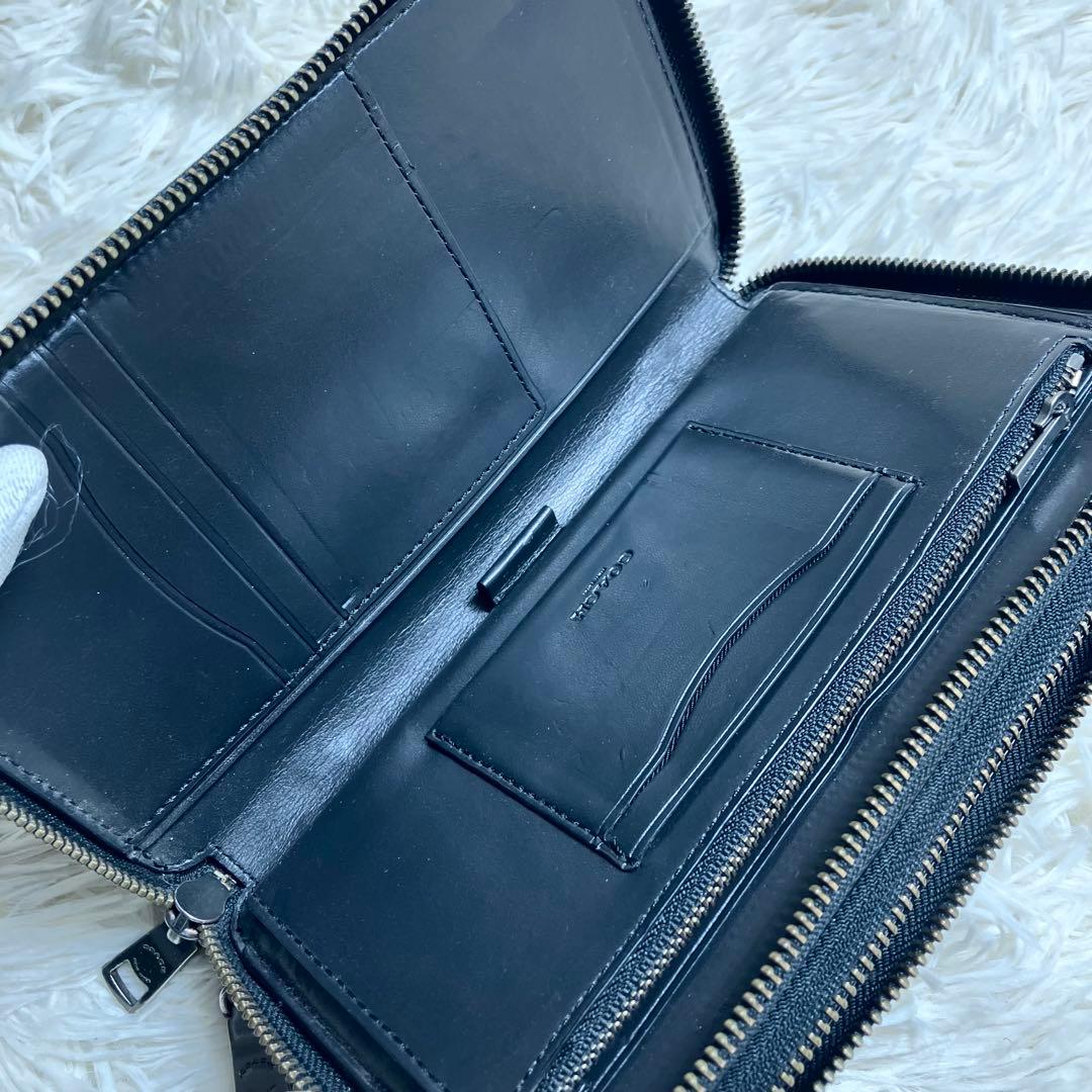 【美品】 COACH オーガナイザー シグネチャー チャコール
