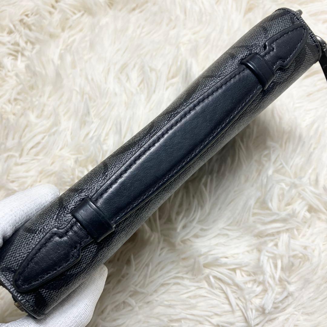 【美品】 COACH オーガナイザー シグネチャー チャコール