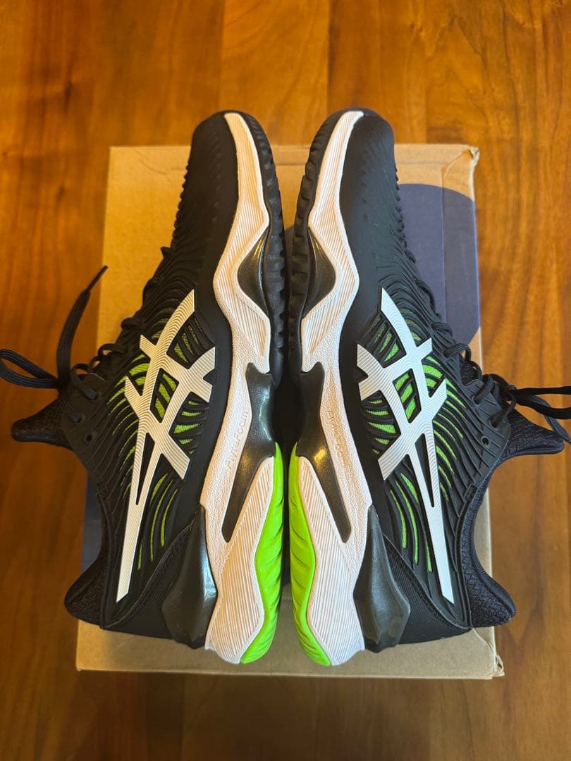 美品 asics COURT FF 2 ブラック/グリーン 27.0cm テニス