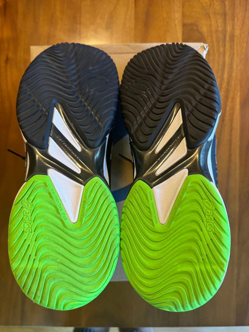 美品 asics COURT FF 2 ブラック/グリーン 27.0cm テニス