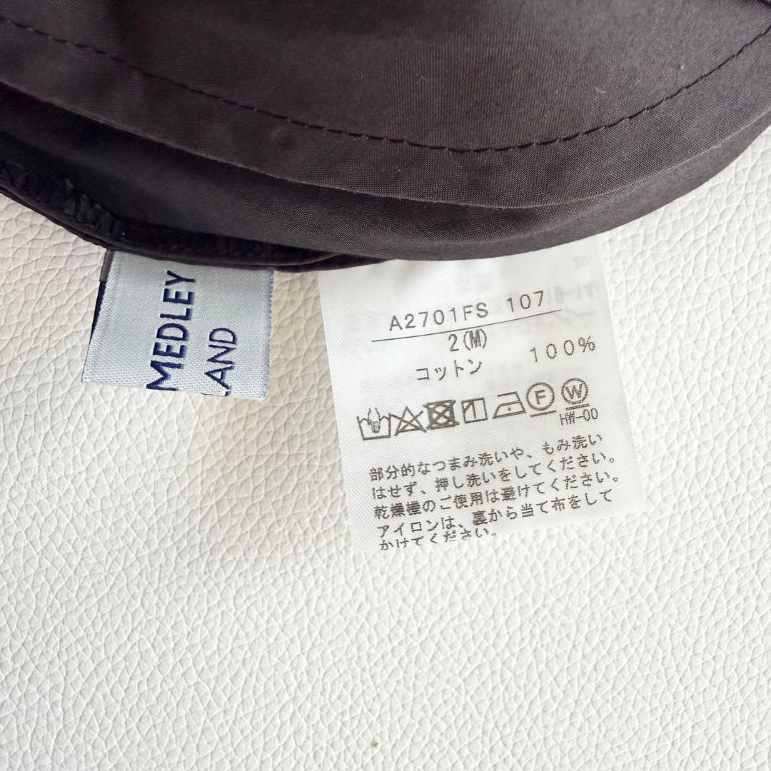 【ジョンスメドレー】ガウチョパンツ ベルト付 ワイド 黒 コットン 柔らかM相当