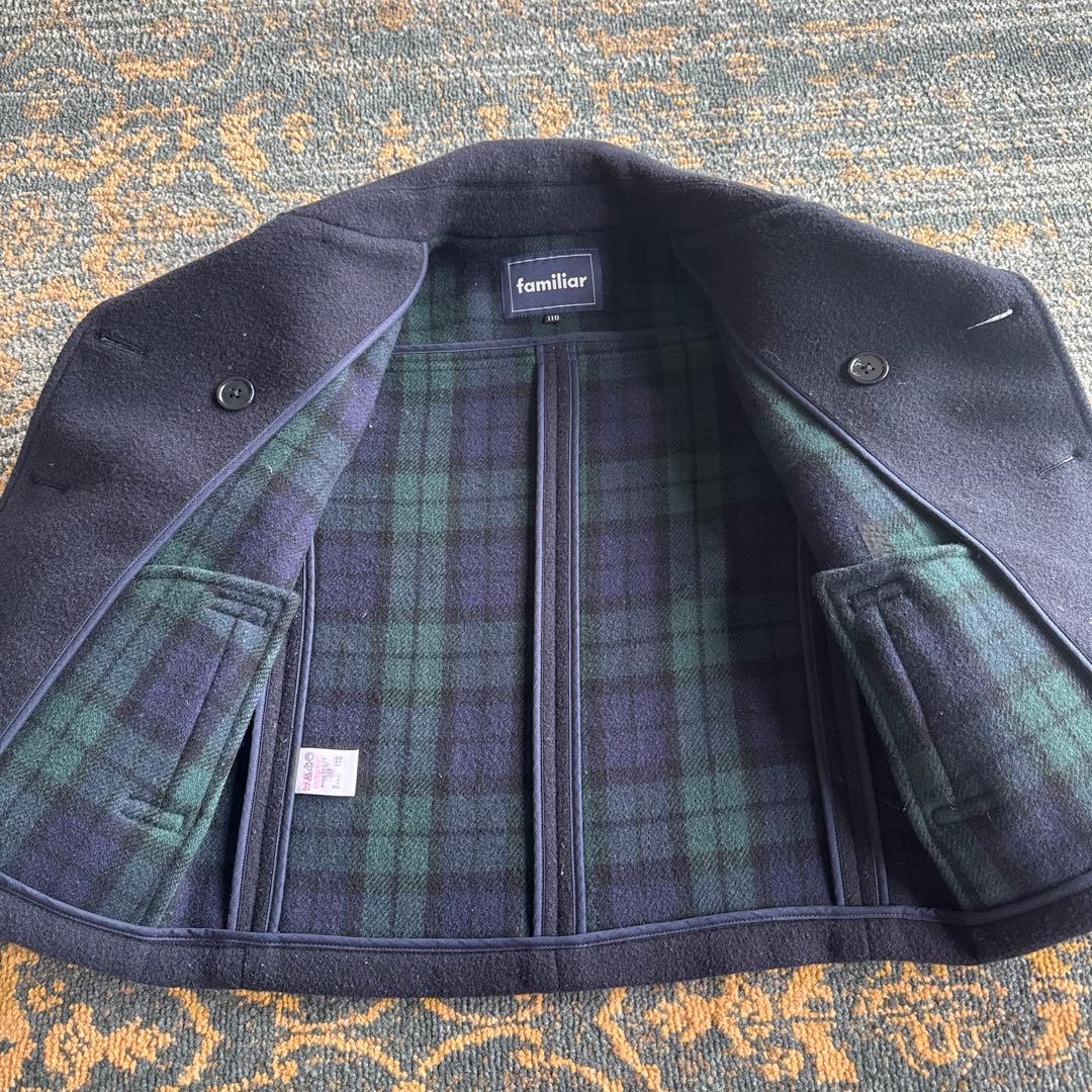 【美品、familiar 】ウールコート ネイビー110 お受験　フォーマル