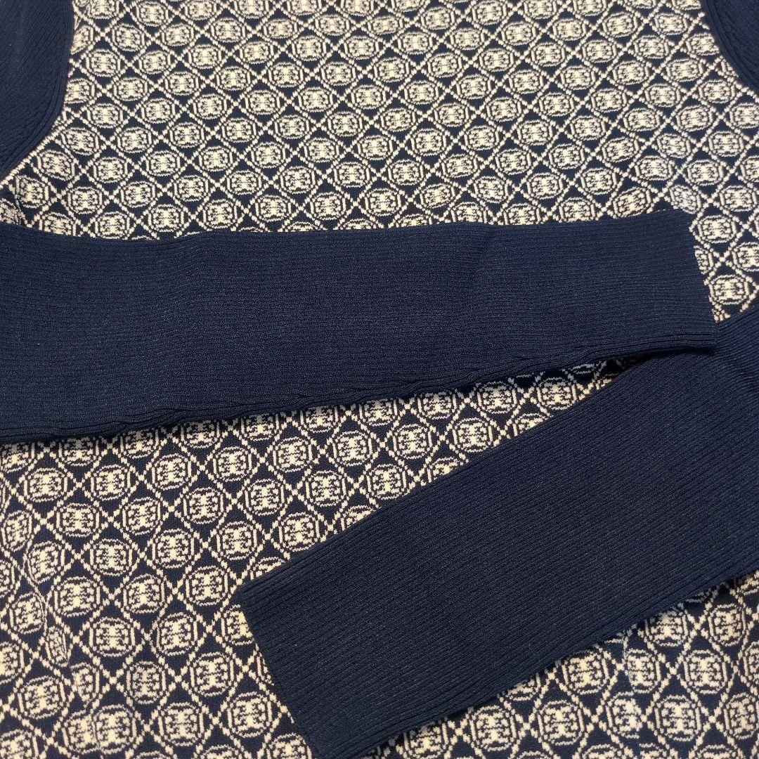 YM/1355 TORY BURCH モノグラム ネイビー ニットセーター 美品