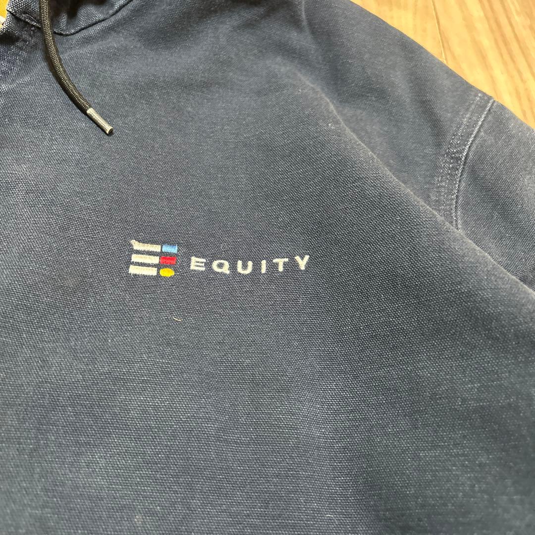 【USA製】carhartt アクティブジャケット　ネイビー　企業ロゴ