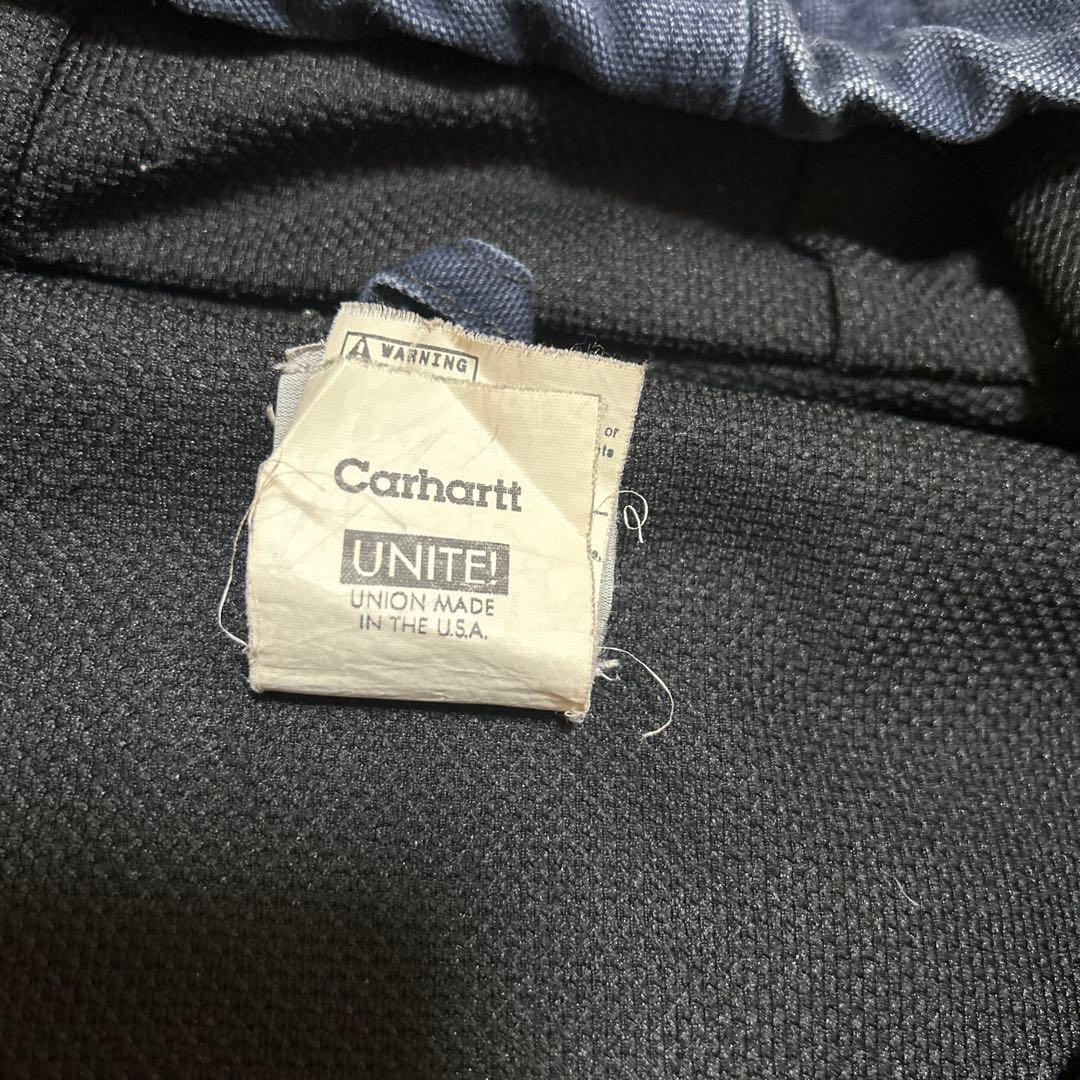 【USA製】carhartt アクティブジャケット　ネイビー　企業ロゴ