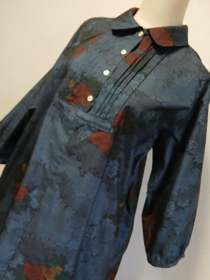 着物リメイク★本場大島紬7マルキ★ワンピース★&ポシェット