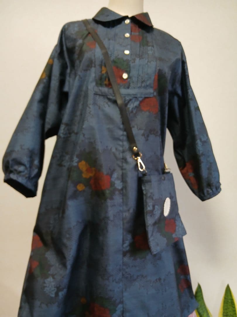 着物リメイク★本場大島紬7マルキ★ワンピース★&ポシェット