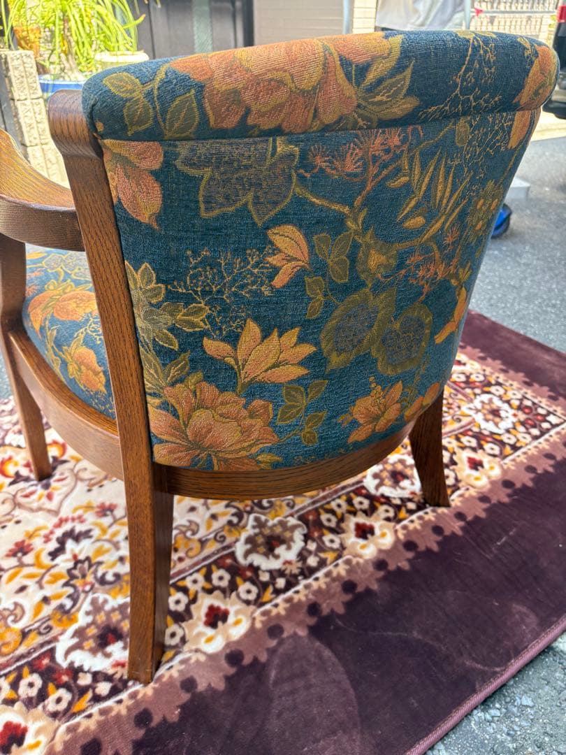 三越ブルージュ 木製 花柄 アームチェア 椅子