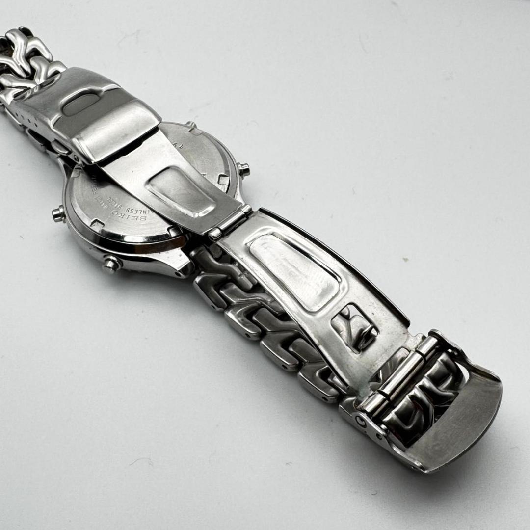 SEIKO セイコー メタルバンド シルバー デジアナ アラーム 腕時計