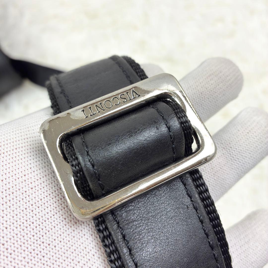 ヴィスコンティ 本革 メッセンジャーバッグ　ショルダーバッグ　A4可　ブラック