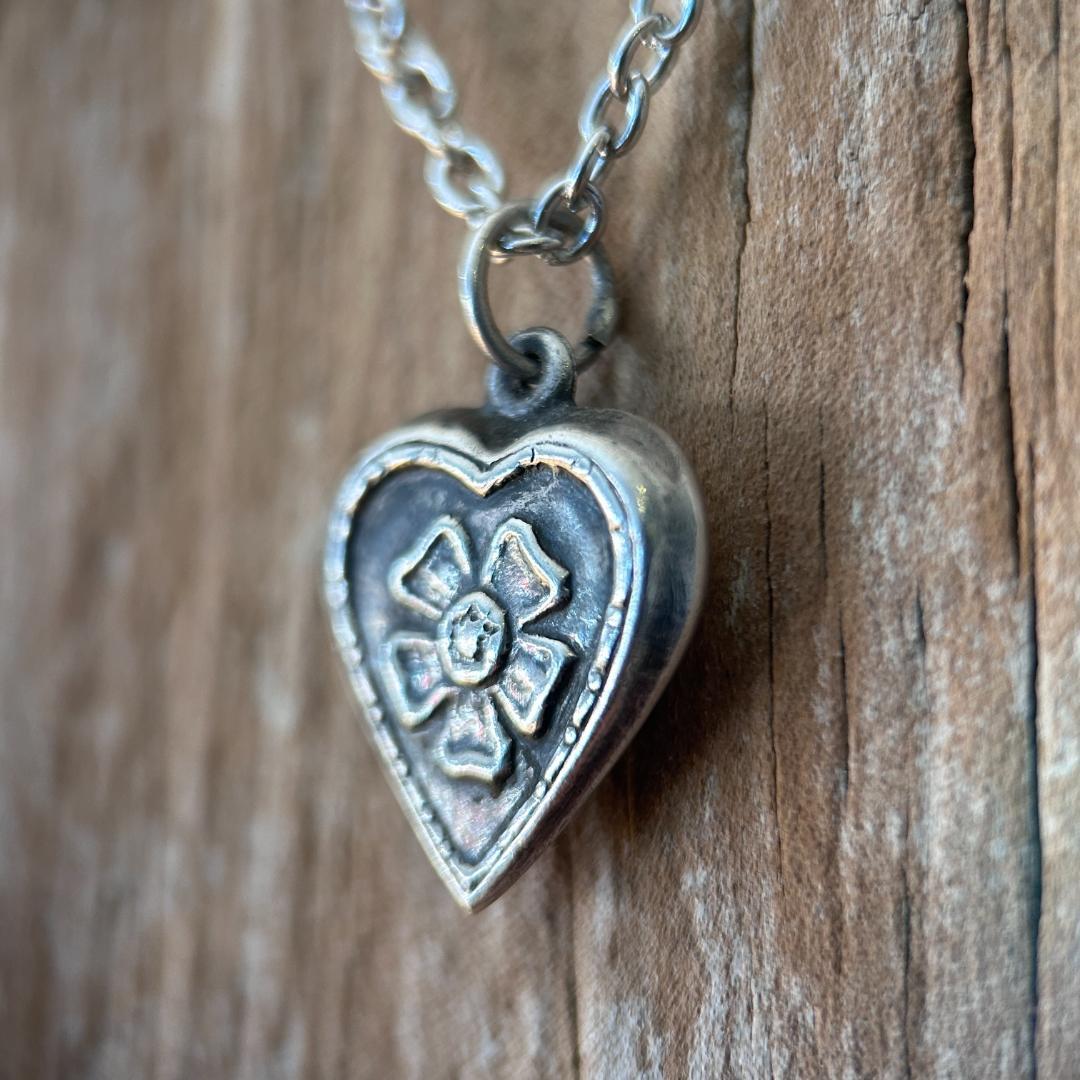 スウィートハートジュエリー　40s WW2　シルバー　勿忘草の花