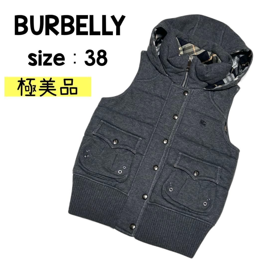 ✨美品✨　BURBERRY ダウンベスト フード ノバチェック ロゴ　刺繡　38