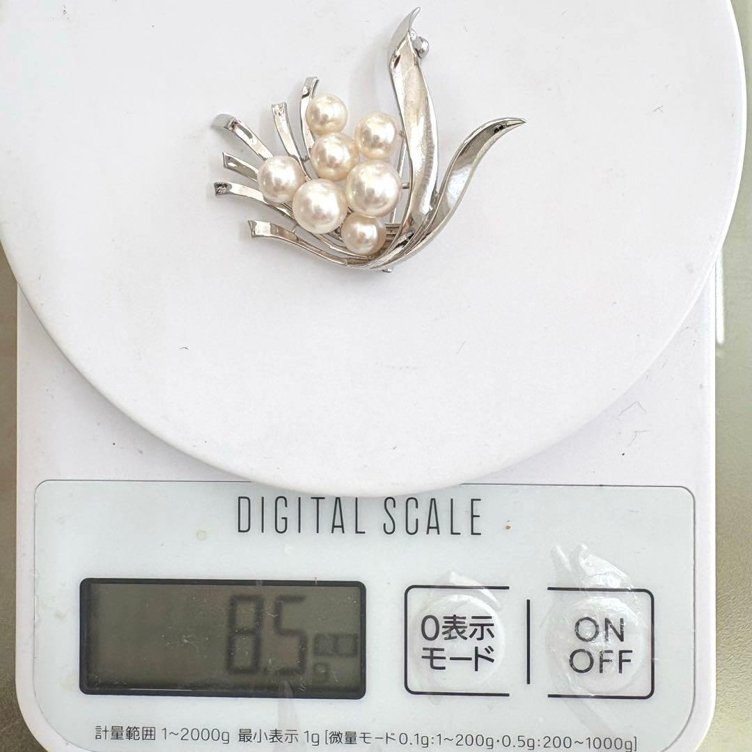美品✨MIKIMOTO ブローチ あこや真珠 7珠 ブーケM刻印 シルバー