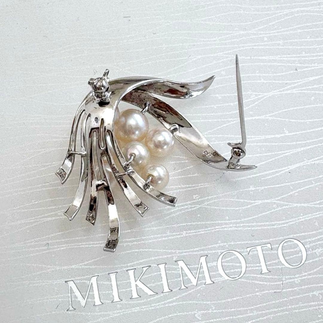 美品✨MIKIMOTO ブローチ あこや真珠 7珠 ブーケM刻印 シルバー