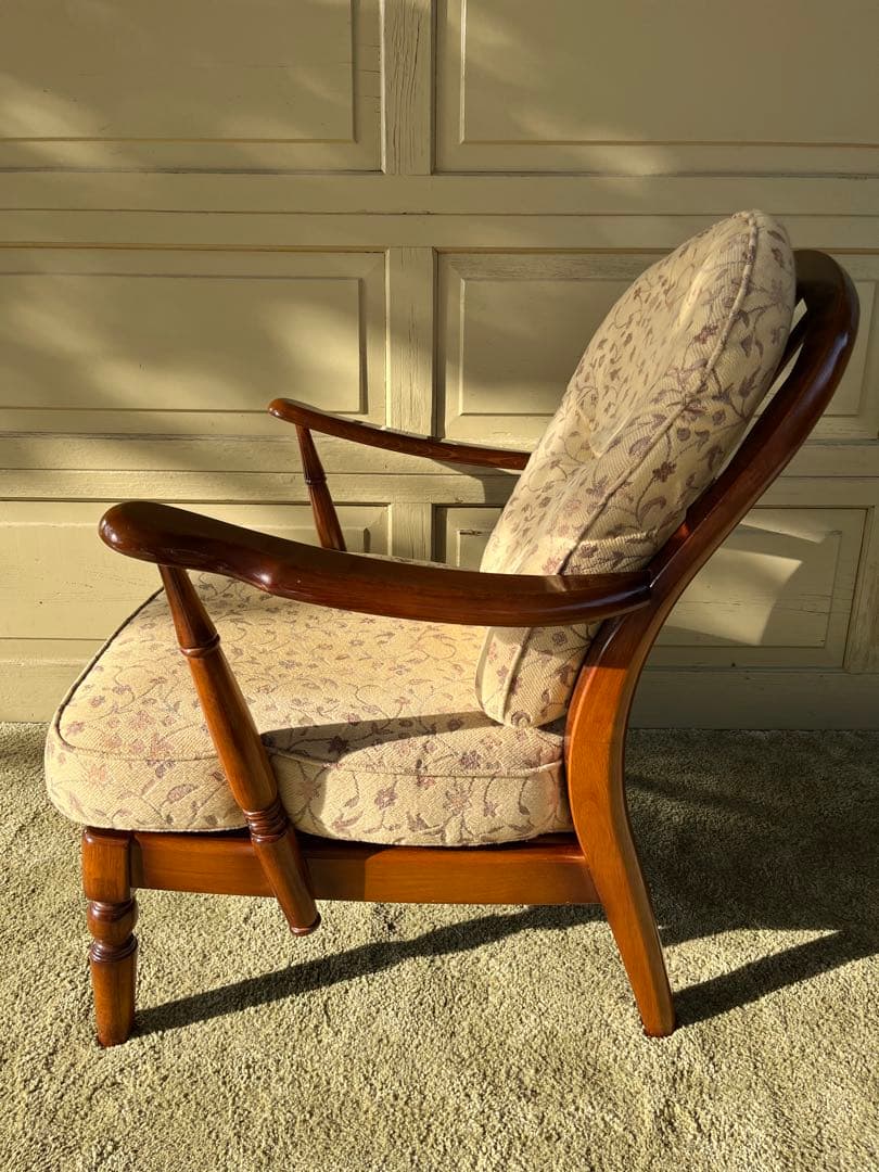 karimoku カリモク 1人掛けソファー 花柄 レトロ 高級家具