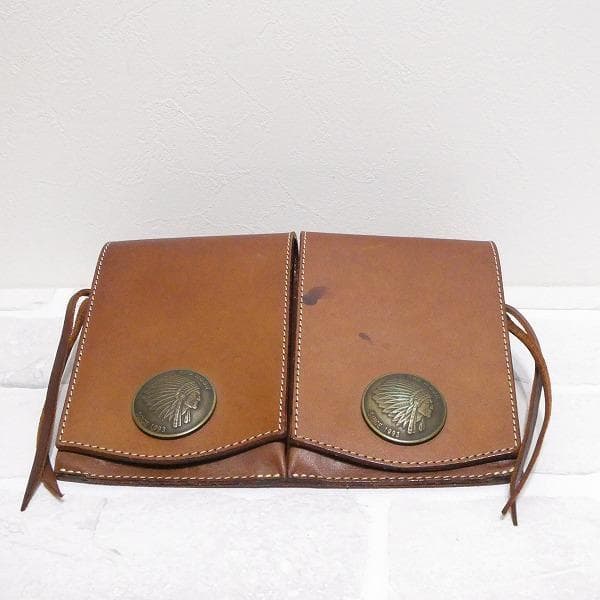 RED MOON レッドムーン 2連 メディスンバック 本革 レザー ブラウン