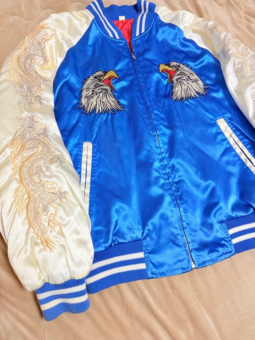 YOKOSUKA vintage 90s 鷲 龍 日本限定 スカジャン サテン