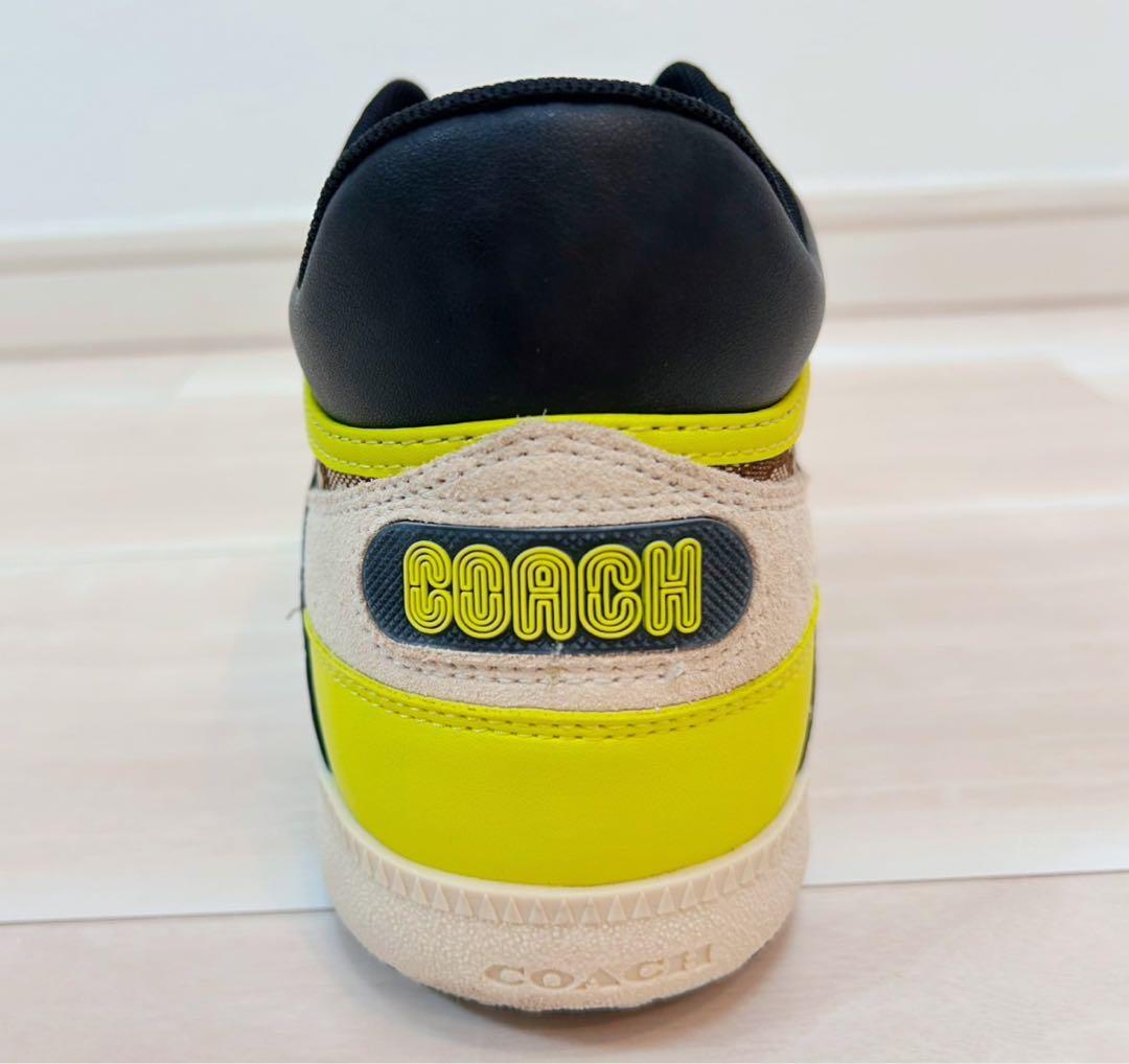 コーチ柄ハイカットスニーカー ホワイト/イエロー