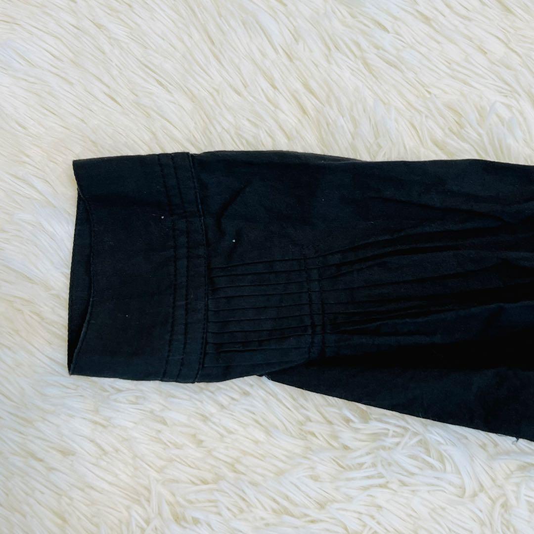 美品 25ss かぐれ コットンピンタックブラウス 黒 ブラウス 近年 長袖