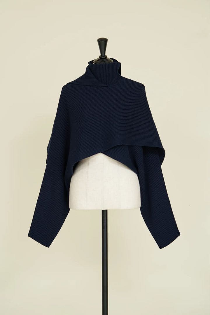 【完売品】IIROT コットンウール レイヤードニット ネイビー人気ブランド美品