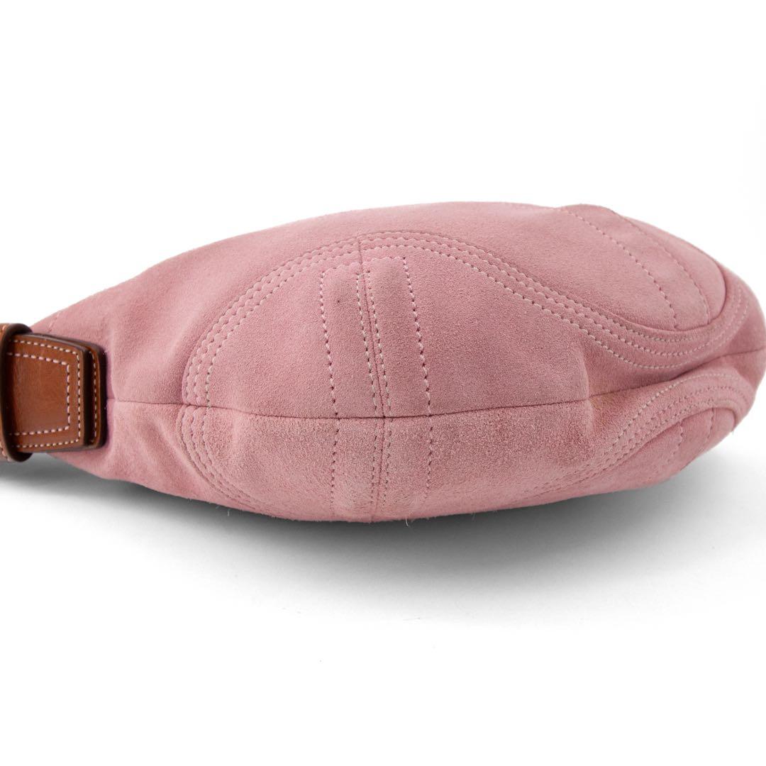 A103【COACH／コーチ】アクセサリーポーチ　ハンドバッグ　スエード　ピンク