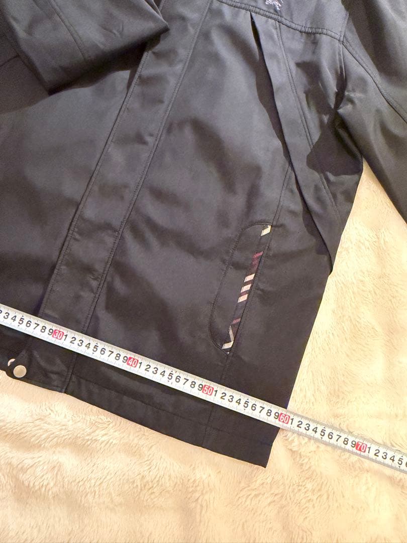 バーバリーブルーレーベル黒チェック柄裏地ポリエステルジャケット