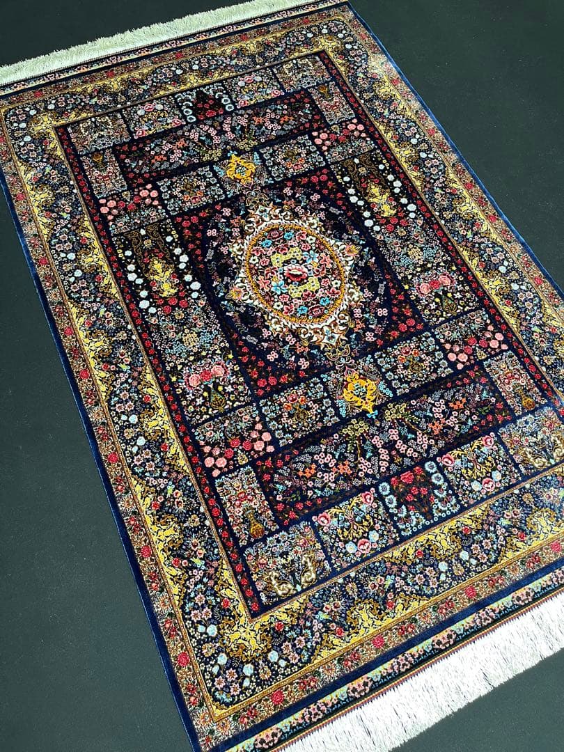 最高級 ペルシャ絨毯シルク イラン クム産 約216万ノット81×121cm