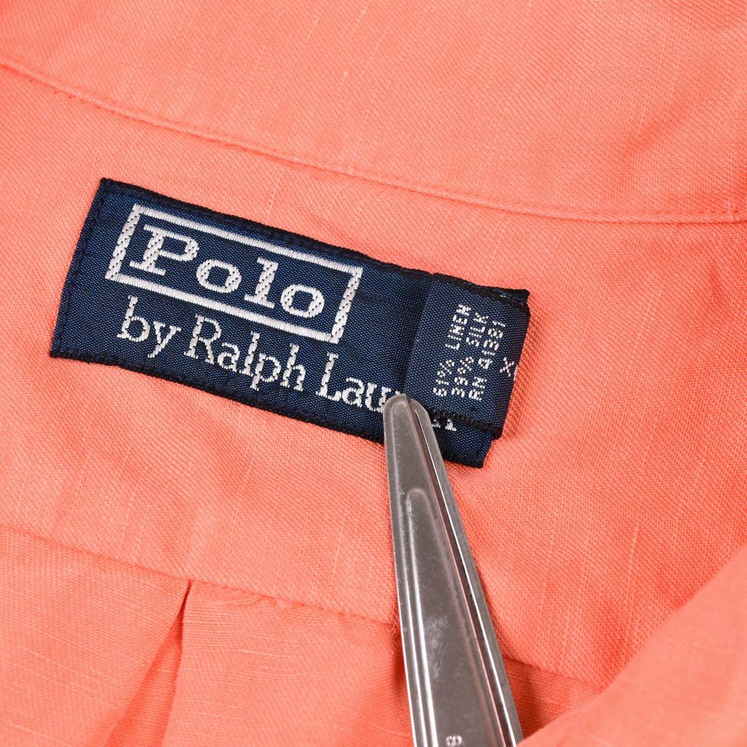 90s Ralph Lauren Shirt LINEN SILK オレンジ L