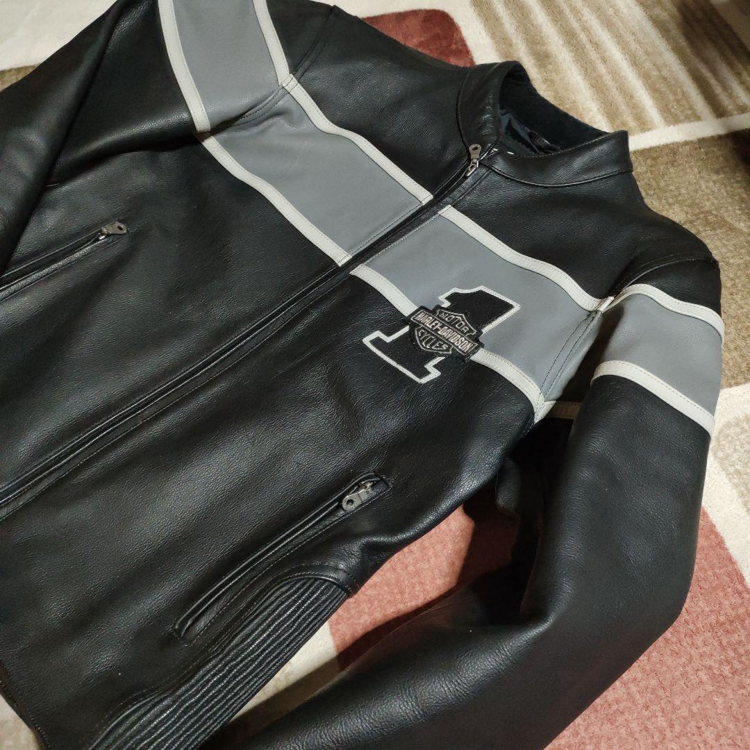 レアカラー美品　Harley-Davidson 本革レザージャケット　刺繍入