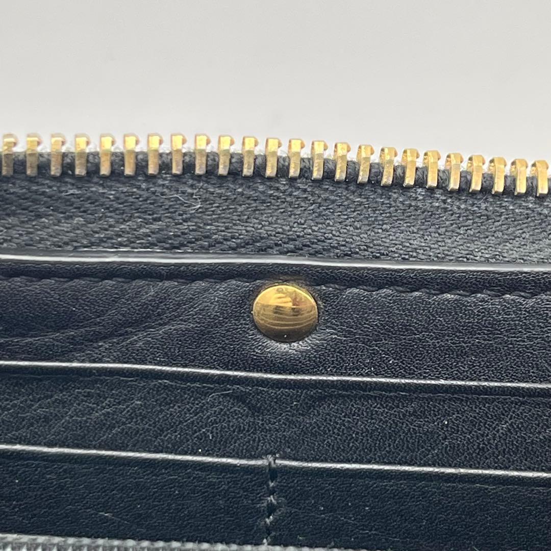 箱付 サンローランパリ Yライン ラウンドファスナー カーブレザー ブラック