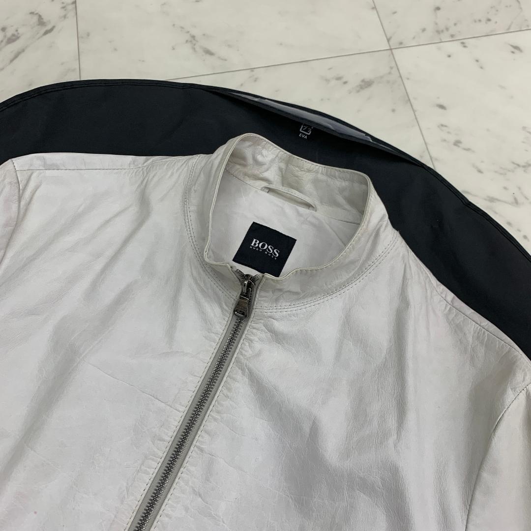 HUGO BOSS レザー ジャケット シングルライダース Lサイズ カウレザー
