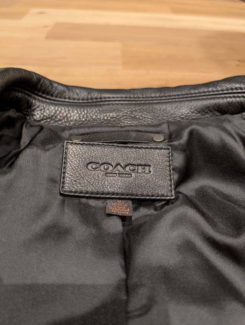 【美品】COACH　ジャケット　牛革　ブラック　コーチ　シングル
