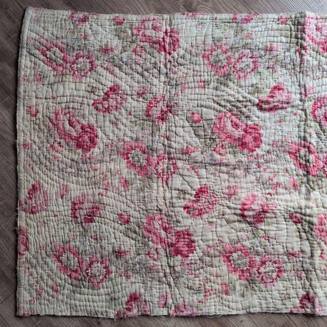 イギリスアンティーク ダーラムキルト 19世紀 130㎝×67㎝ リバーシブル