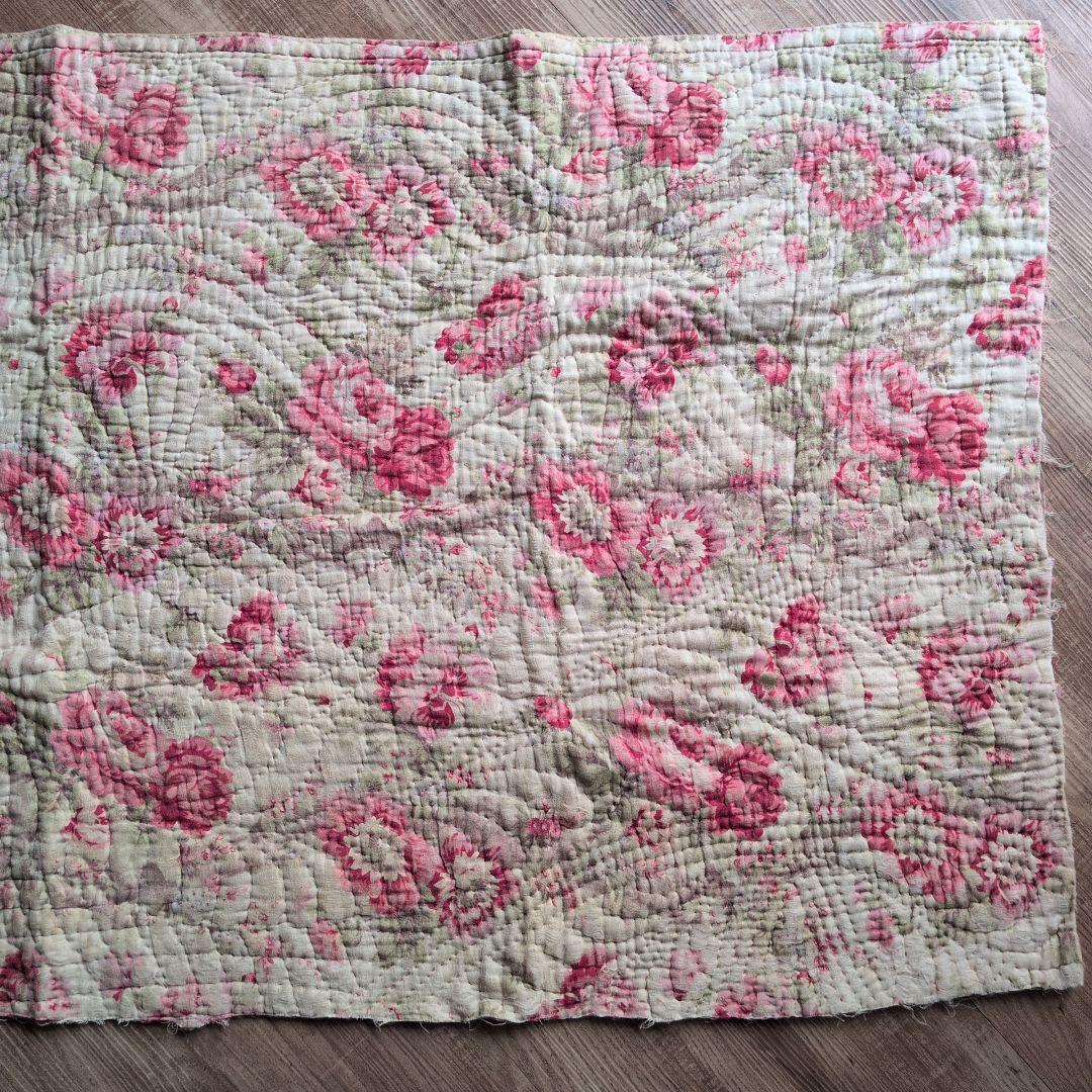 イギリスアンティーク ダーラムキルト 19世紀 130㎝×67㎝ リバーシブル