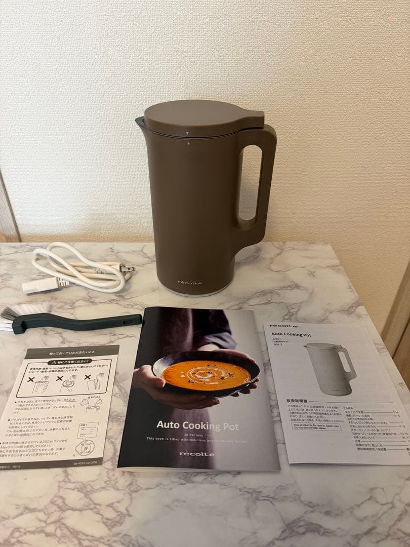 ●新品未使用●レコルト自動電気調理ポット　レシピ、説明書、ブラシ付き