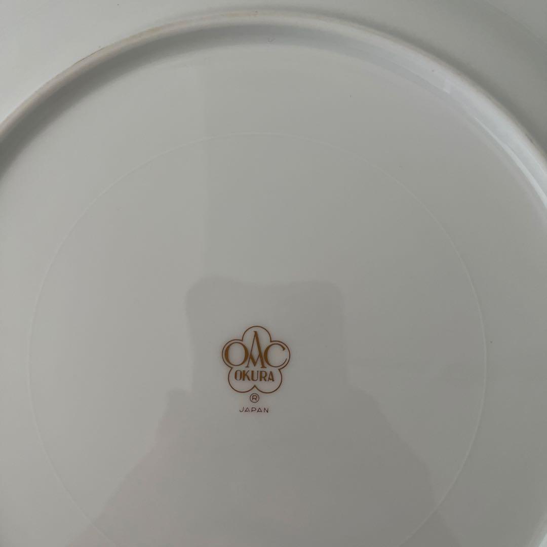 OKURA 大倉陶園　ナポレオン緑色と金のディナー皿６枚セット　レストラン様にも