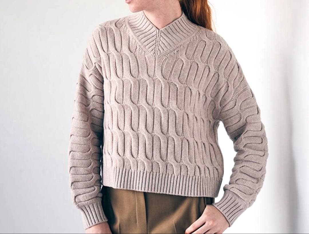 セオリー　ウール　カシミヤ　ケーブル　Vネック　ニット　セーター　レディース